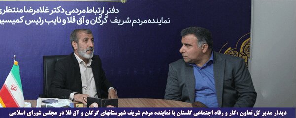 دیدار مدیرکل تعاون، کار و رفاه اجتماعی گلستان با نماینده مردم گرگان و آق قلا در مجلس شورای اسلامی