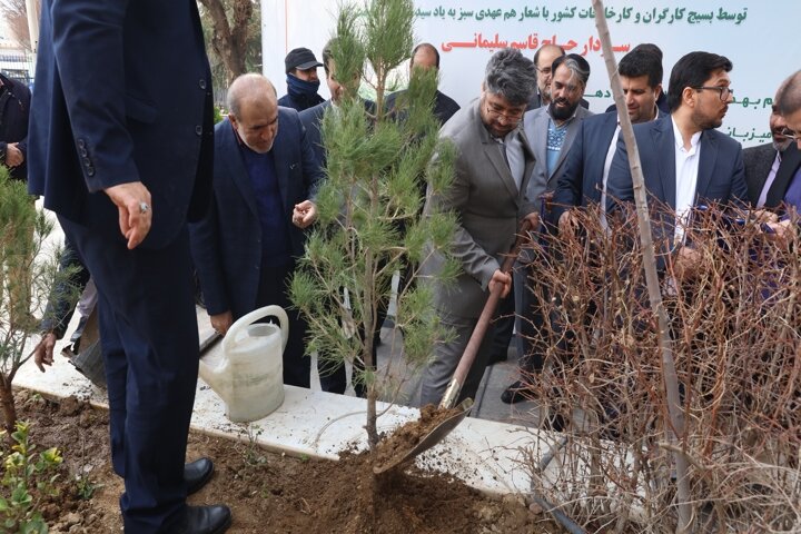 غرس سه نهال در سازمان تأمین‌اجتماعی به نام سه شهید این سازمان