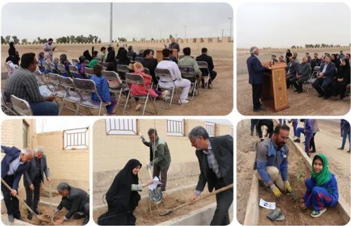 کاشت نهال در هفته درختکاری با موضوع مسئولیت اجتماعی و مشارکت مردمی توسط مجتمع بافق