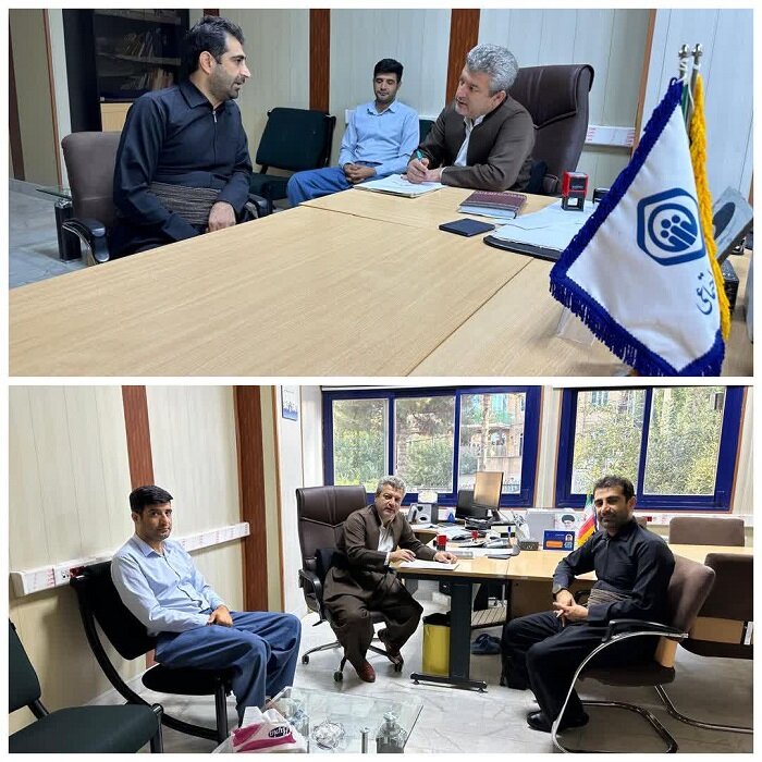 نشست تعاملی رئیس تامین اجتماعی شعبه جوانرود با رئیس شورای شهر و شهردار شهر شروینه
