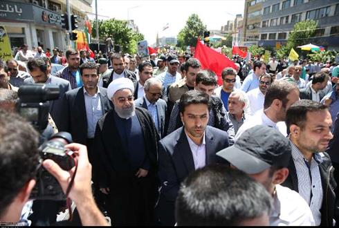 حضور رئیس جمهوری و شخصیت ها در راهپیمایی روز قدس+تصاویر