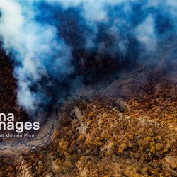 ادامه آتش‌سوزی در جنگل‌های ابر؛ بالگرد تا صبح امکان پرواز ندارد