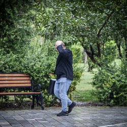 پارک شهر خلوت و بارانی  بعد از چندین روز آلودگی‌ هوا در تهران